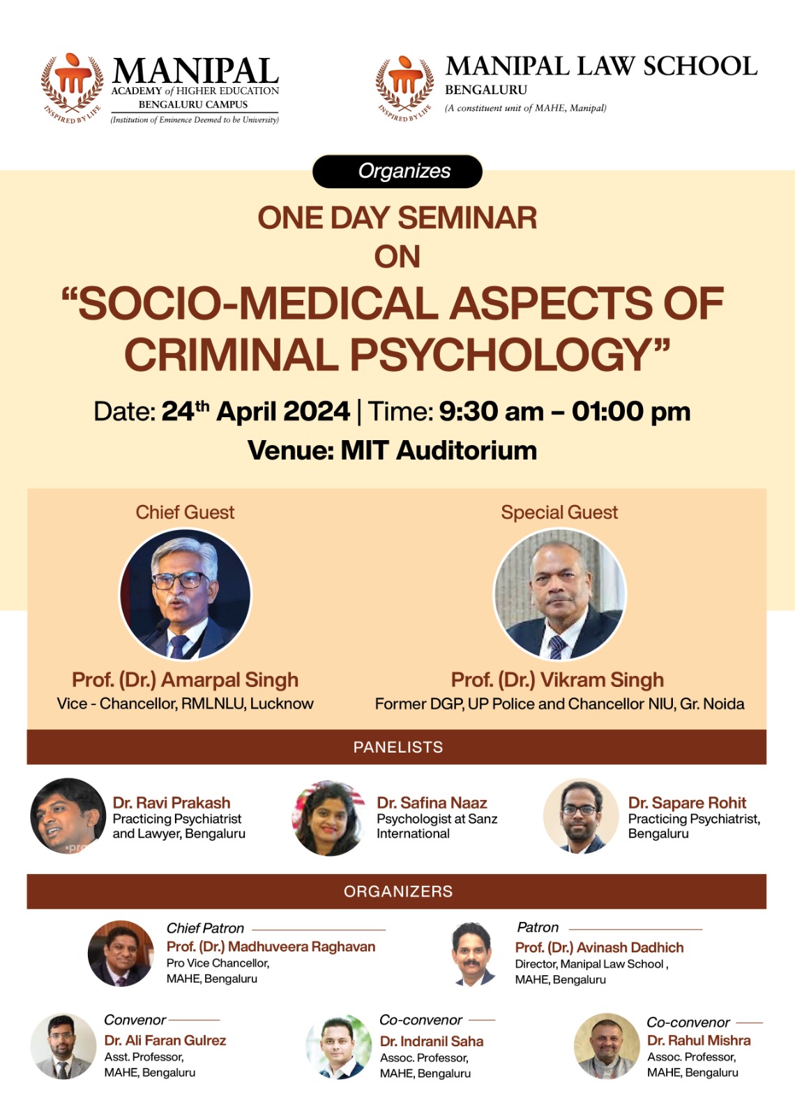 ONE DAY PANEL DISCUSSION ON SOCIO-MEDICAL ASPECTS OF CRIMINAL PSYCHOLOGY