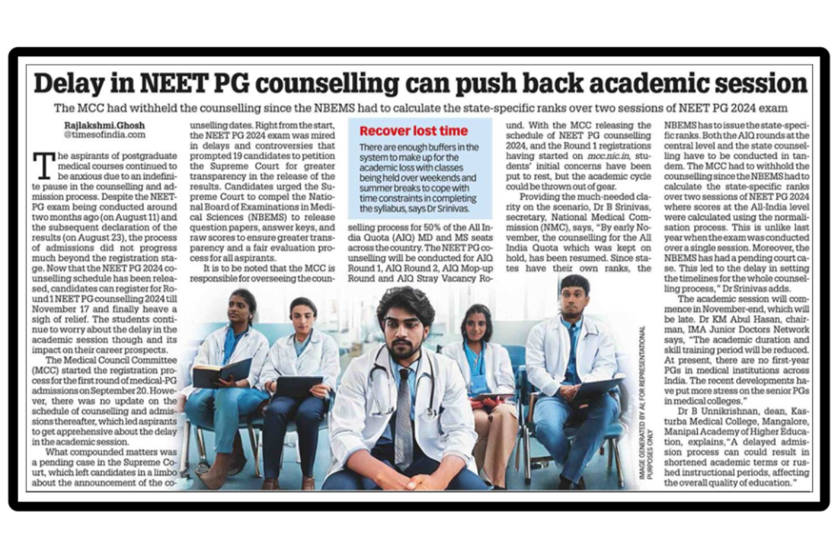NEET PG 2024 Counselling Delays May Disrupt Academic Calendar
