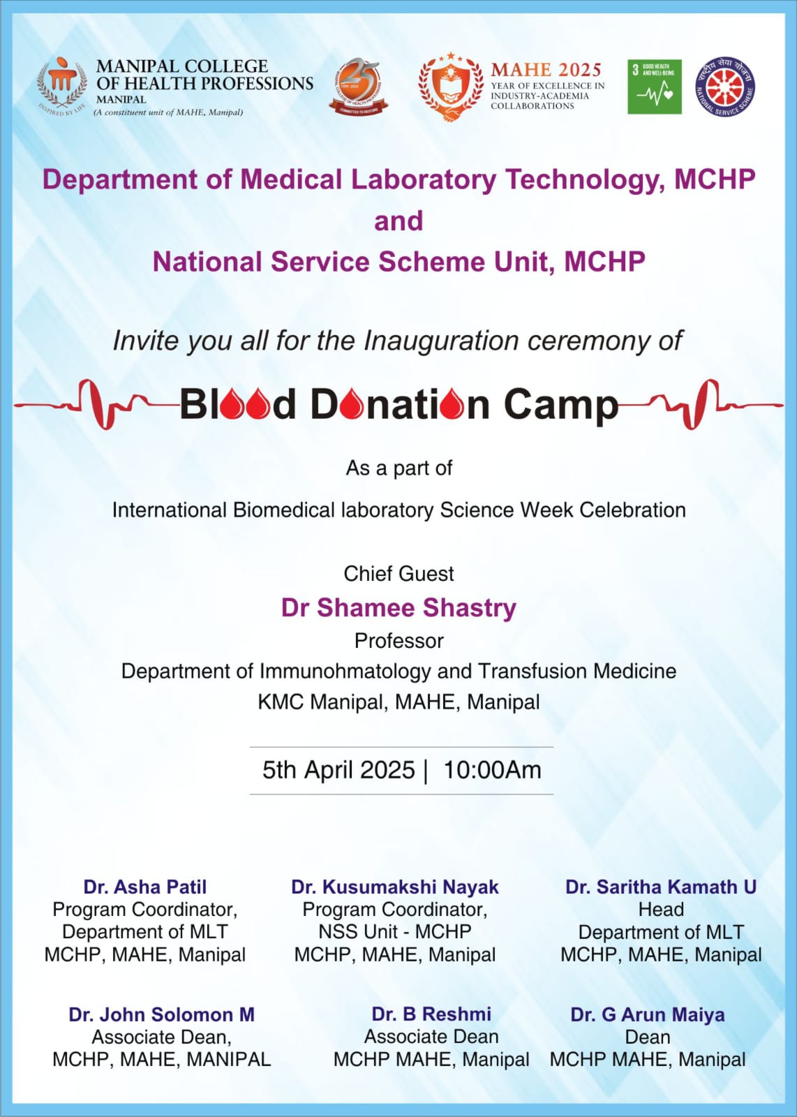 Blood Donation Camp _ Department of MLT