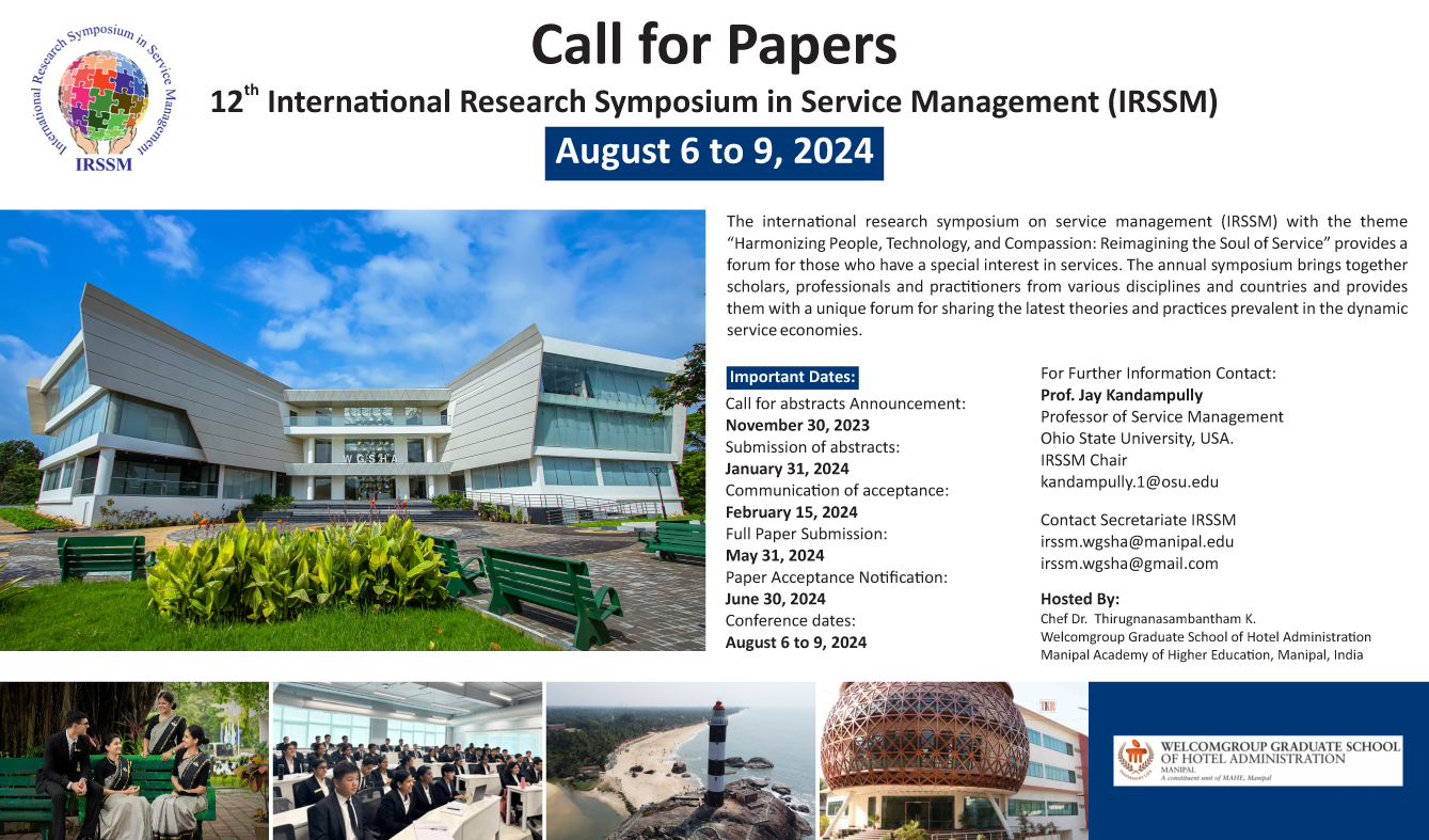 12th International Research Symposium in Service Management at WGSHA